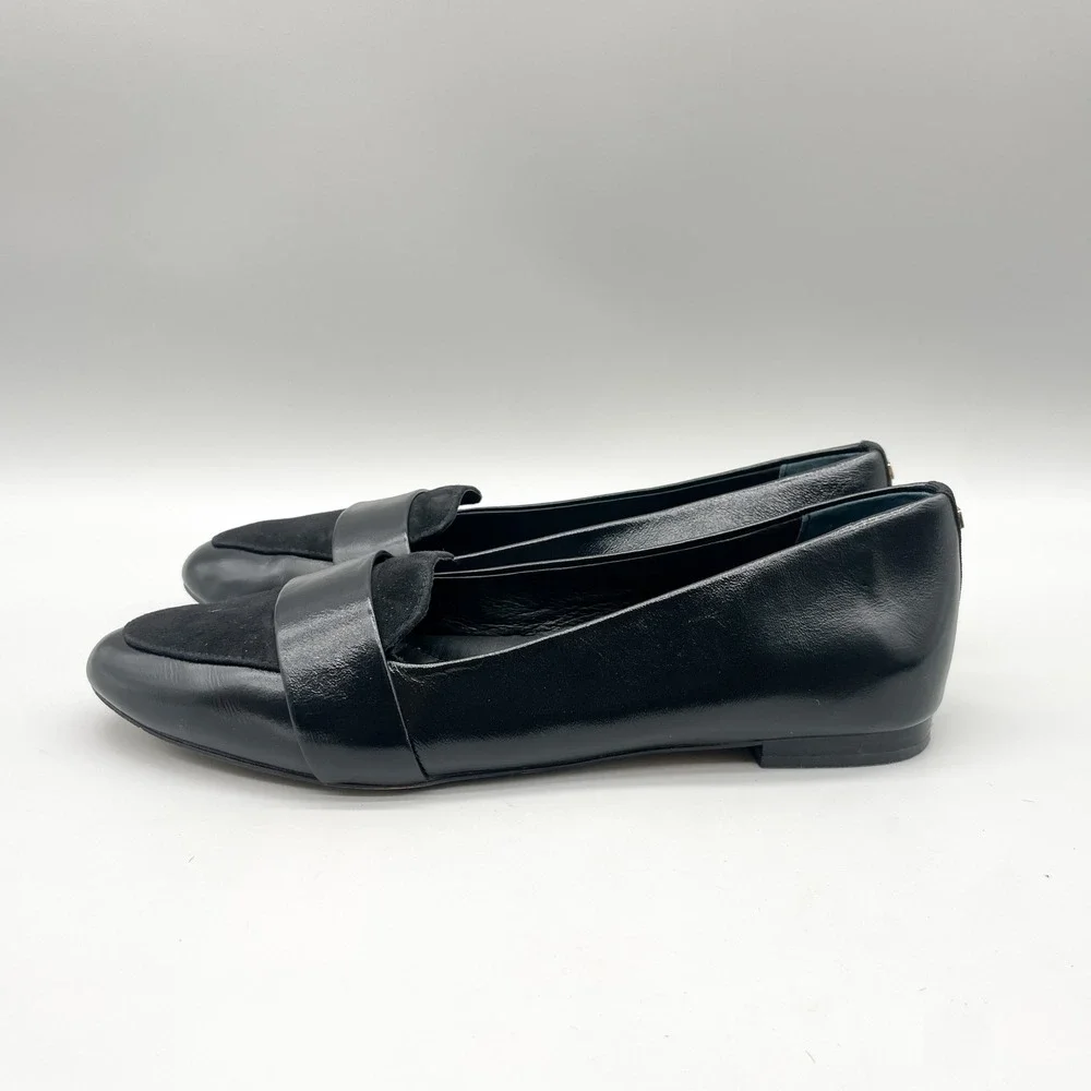 Birdies Womens 9 Sparrow Pointed Toe Loafers Black Leather Preppy Office Chic